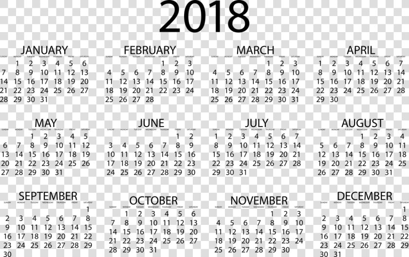 Calendar 2018 Date Free Photo   Free Printable Yearly Calendar 2019  HD Png DownloadTransparent PNG