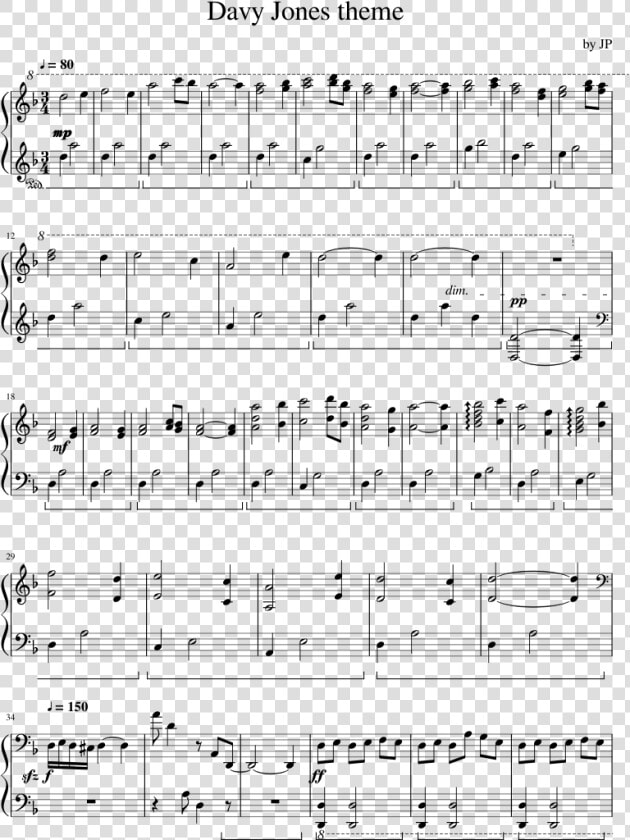 Davy Jones Theme Piano Sheet  HD Png DownloadTransparent PNG