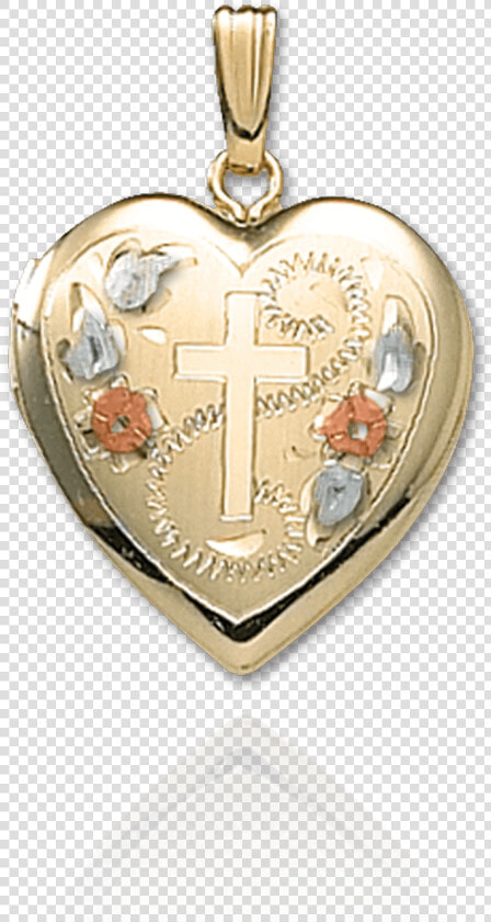 Heart Locket Engraved With Cross And Flower Design   Locket  HD Png DownloadTransparent PNG