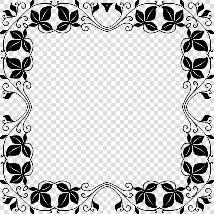 Picture Frame visual Arts flower   Border Design Black And White  HD Png DownloadTransparent PNG