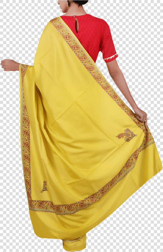 Yellow Aari Embroidered Georgette Saree   Silk  HD Png DownloadTransparent PNG