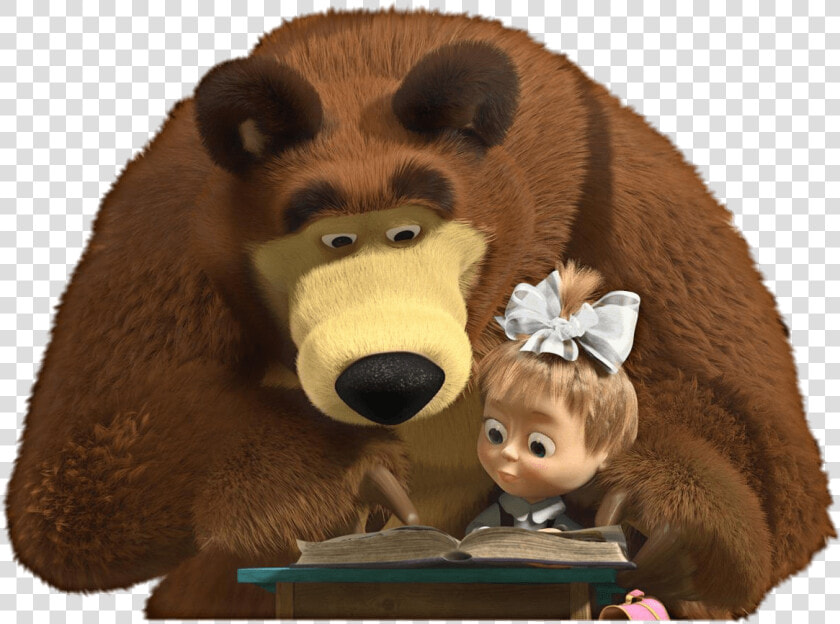 Bear Reading To Masha   Masha And The Bear Study  HD Png DownloadTransparent PNG