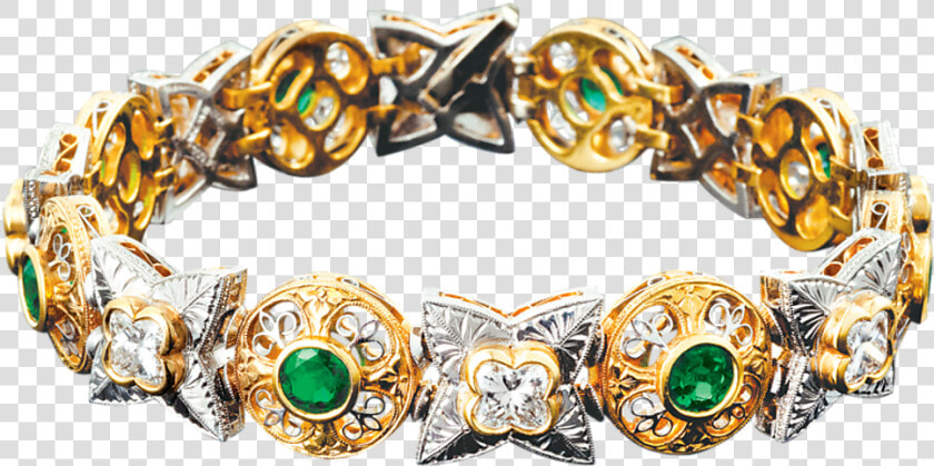 Emerald And Diamond Bracelet By Beaudry   Bracelet  HD Png DownloadTransparent PNG