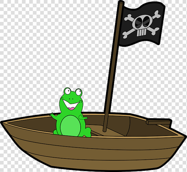 Boat  Frog  Smiling  Green  Pirate  Flag  Skull   Girl On Boat Clipart  HD Png DownloadTransparent PNG