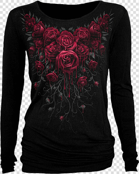 Blood Rose Womens Long Sleeve Shirt   T Shirt Femme Manches Longues Gothique  HD Png DownloadTransparent PNG