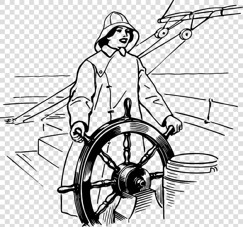 At The Helm   Sailing Ship Steering Wheel Drawing  HD Png DownloadTransparent PNG