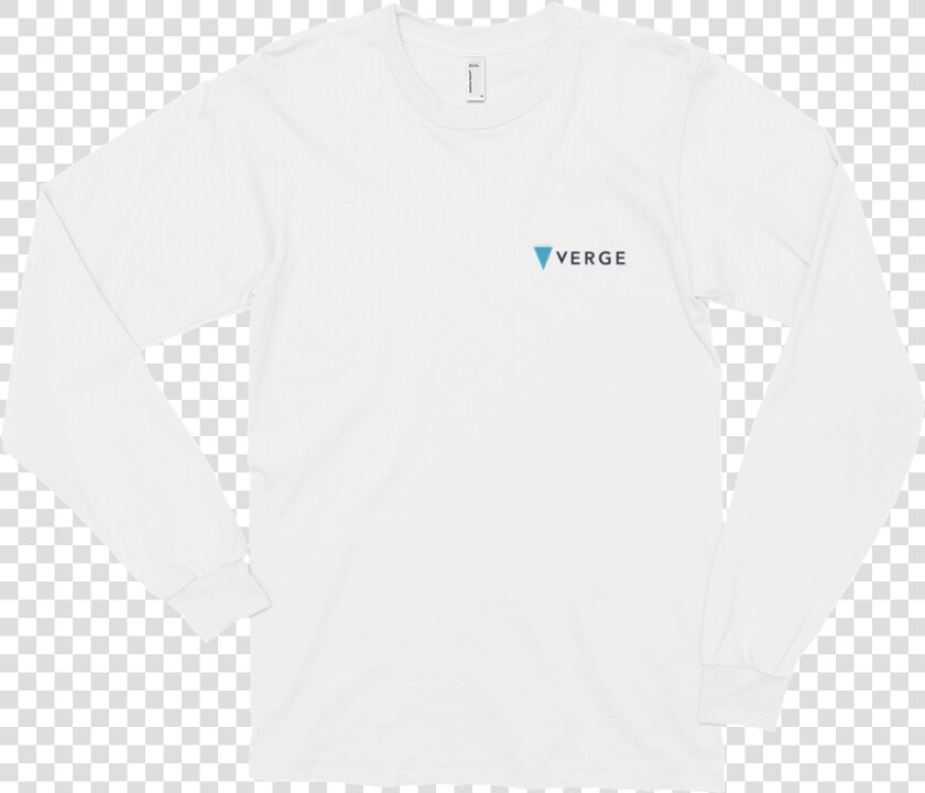 Verge Black Small Logo Long Sleeve T shirt   Long Sleeve White Mock Up Shirt  HD Png DownloadTransparent PNG