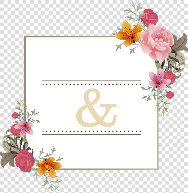 Pink Flower E Card Wedding Greeting Get Well Invitation   Background Floral Border Template  HD Png DownloadTransparent PNG