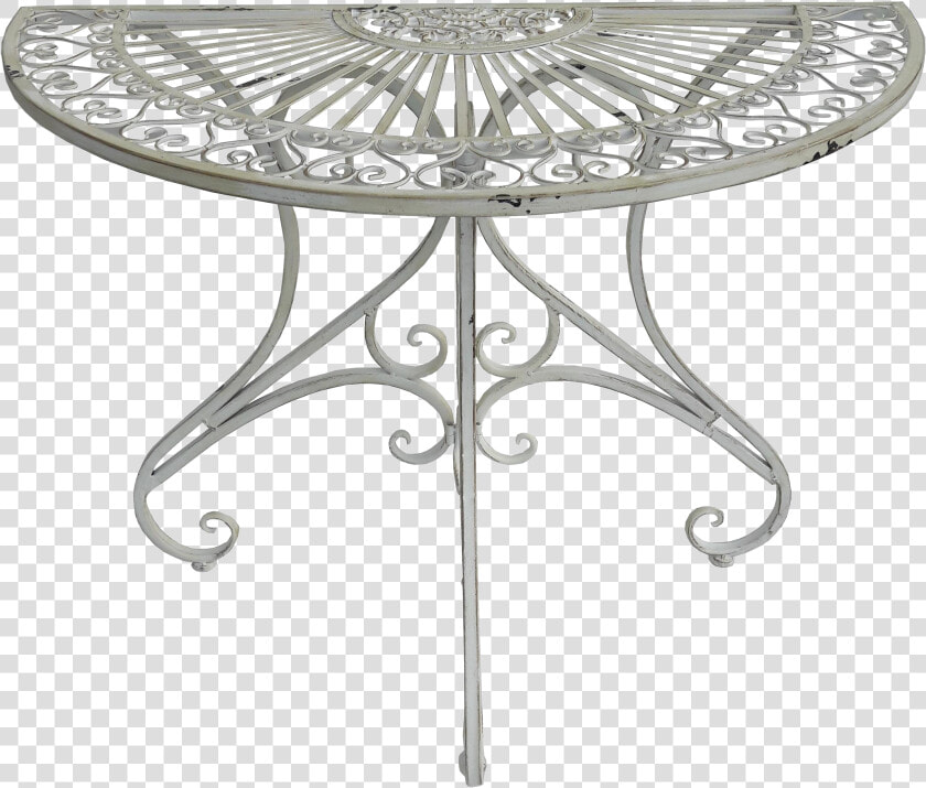 Pierced Demi Lune Metal Garden Table Patio Foyer Demi   Coffee Table  HD Png DownloadTransparent PNG