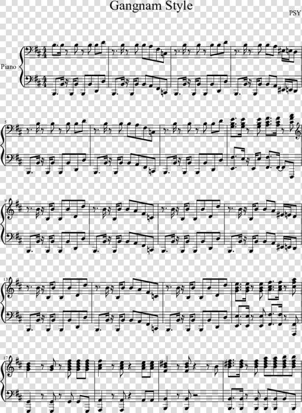 Gangnam Style（江南style）五线谱   Emil Sacrifice Piano Sheet  HD Png DownloadTransparent PNG