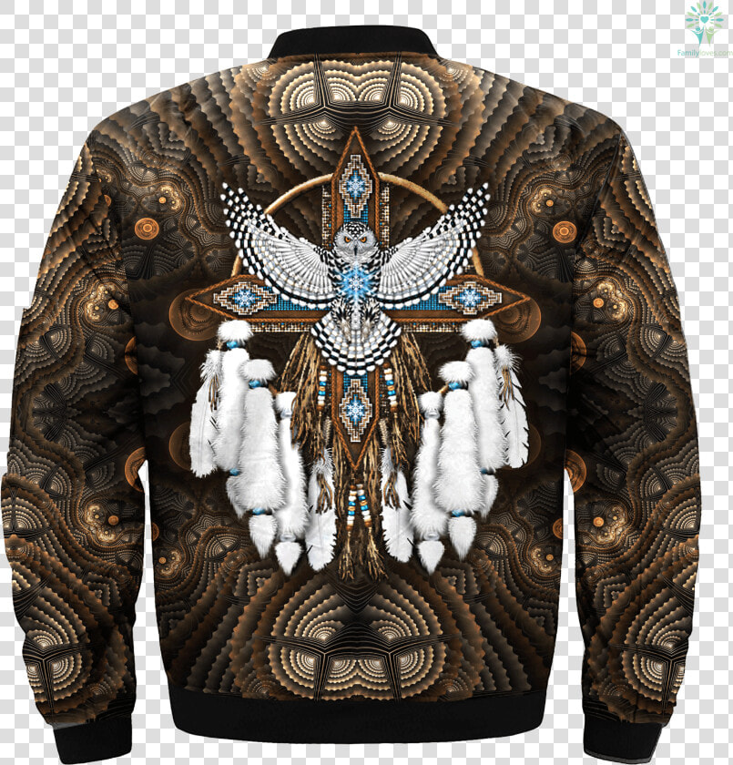 Snowy Owl Native American Mandala Over Print Bomber   Native American White Owl  HD Png DownloadTransparent PNG