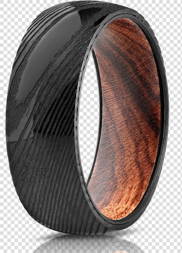 Wood Inlay Damascus Steel Mens Wedding Bands  HD Png DownloadTransparent PNG