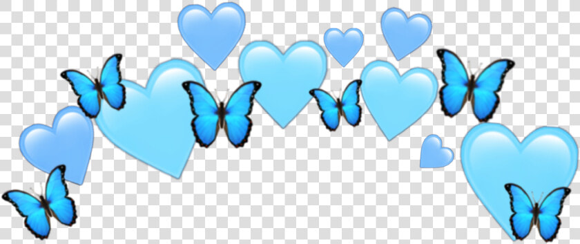  heartjoon  heartcrown  heart  crown  blue  butterfly   Heart  HD Png DownloadTransparent PNG