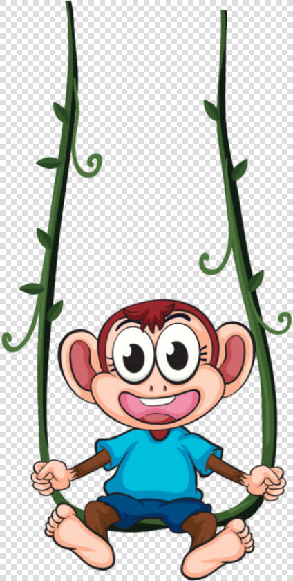  mq  swing  monkey  vines  cartoon   Clipart Monkey Swinging On Vines  HD Png DownloadTransparent PNG