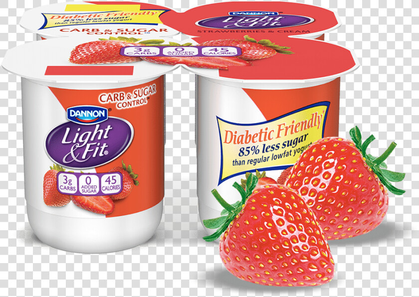 Strawberries  amp  Cream Carb  amp  Sugar Control   Dannon Light And Fit Diabetic Friendly  HD Png DownloadTransparent PNG