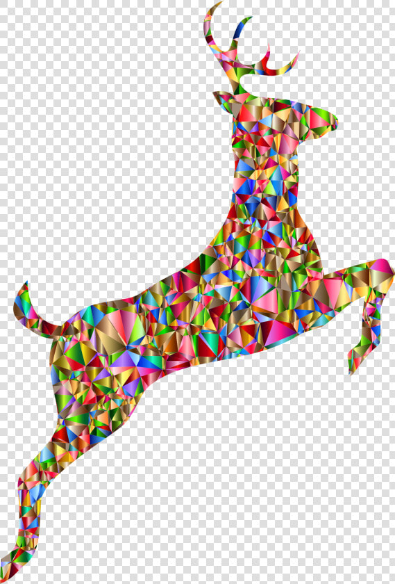 Low Poly Chromatic Leaping Deer Silhouette Clip Arts   Lowpoly Deer Transparent  HD Png DownloadTransparent PNG