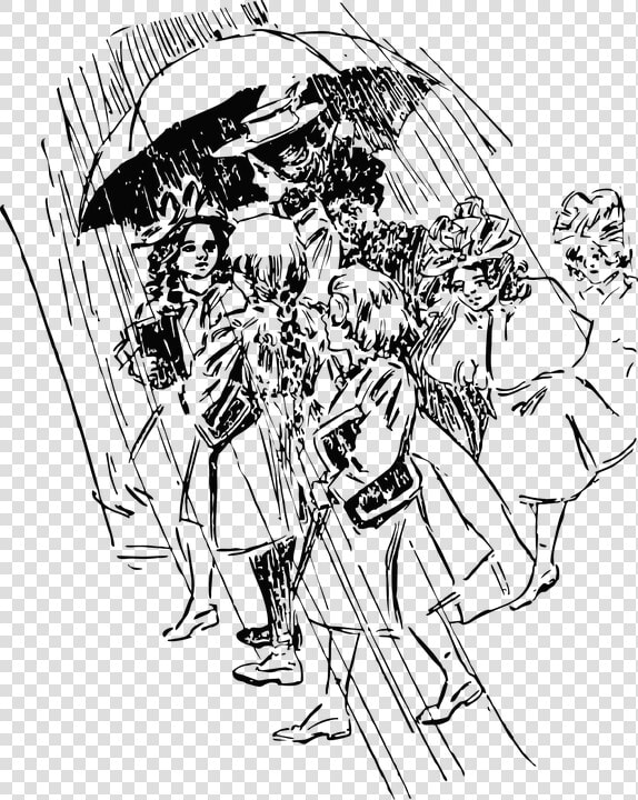 Rain  Vintage  Vector  Retro  Umbrella   Girls And Rain Retro  HD Png DownloadTransparent PNG