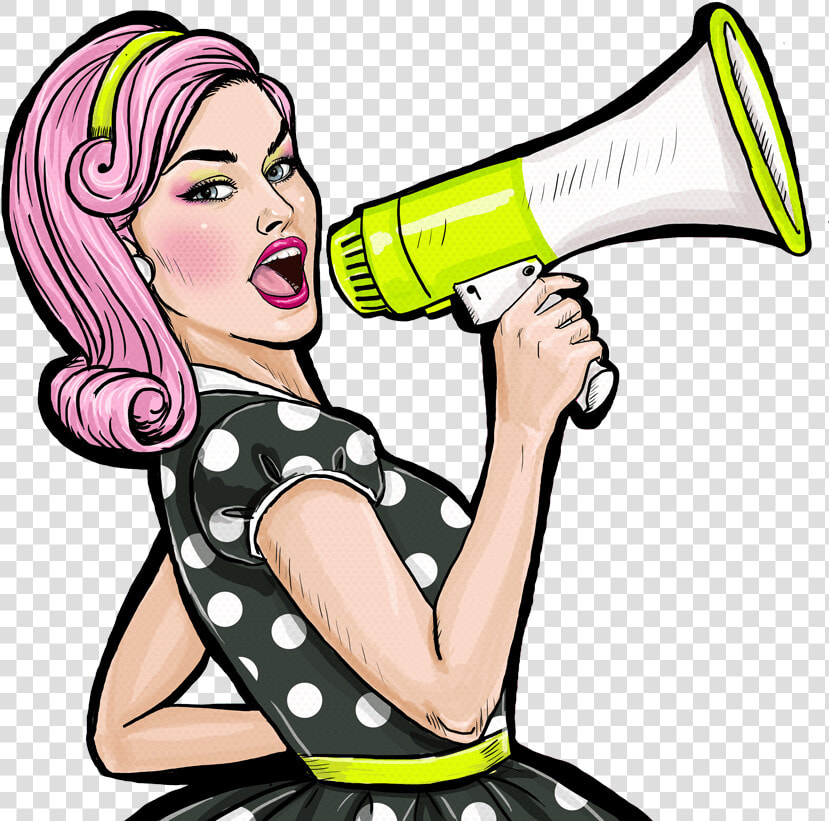 Pop Art Woman With Mega Phone   Mulher Com Megafone Png  Transparent PngTransparent PNG