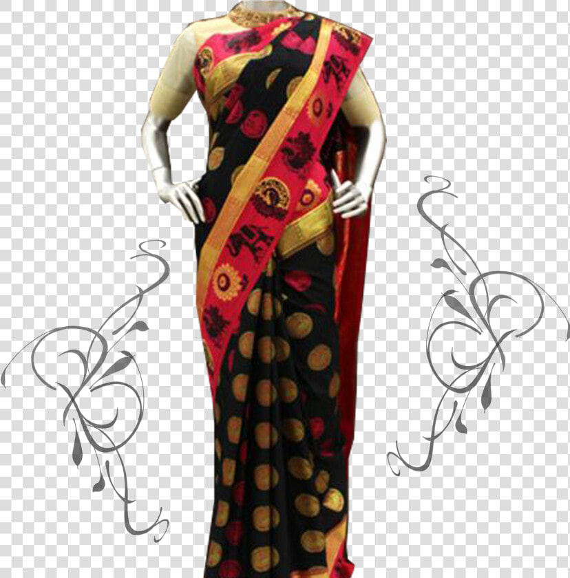 Black  amp  Pink Dual Colour Art Silk Saree   Silk  HD Png DownloadTransparent PNG