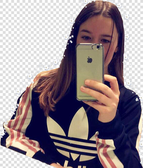  girl  adidas  iphone  teen  brunette  peace  freetoedit   Brunette Teen Girl Selfie  HD Png DownloadTransparent PNG