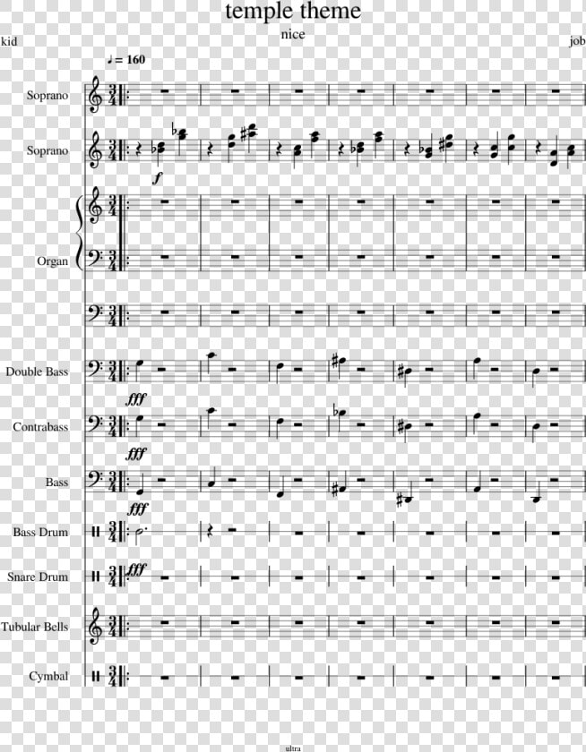 Temple Theme Sheet Music For Voice  Organ  Contrabass    Sheet Music  HD Png DownloadTransparent PNG