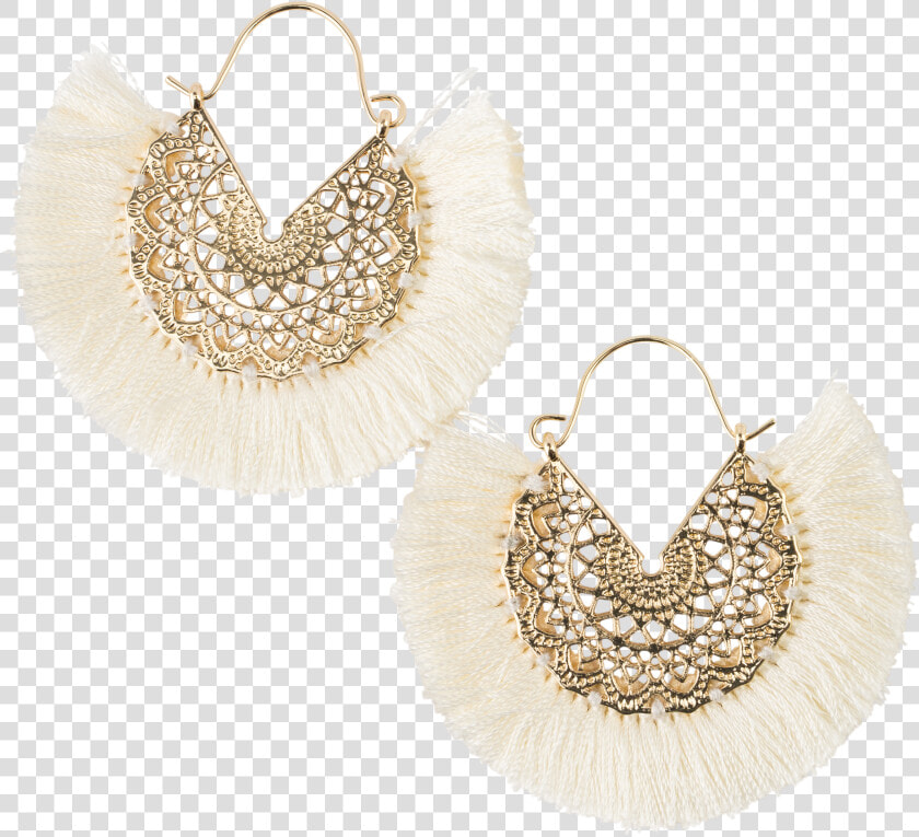  cream Fringe Fan Earrings   Earrings  HD Png DownloadTransparent PNG