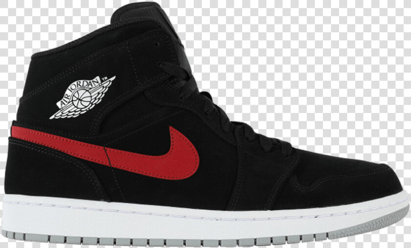 Air Jordan 1 Mid Multicolor Swoosh Black  HD Png DownloadTransparent PNG