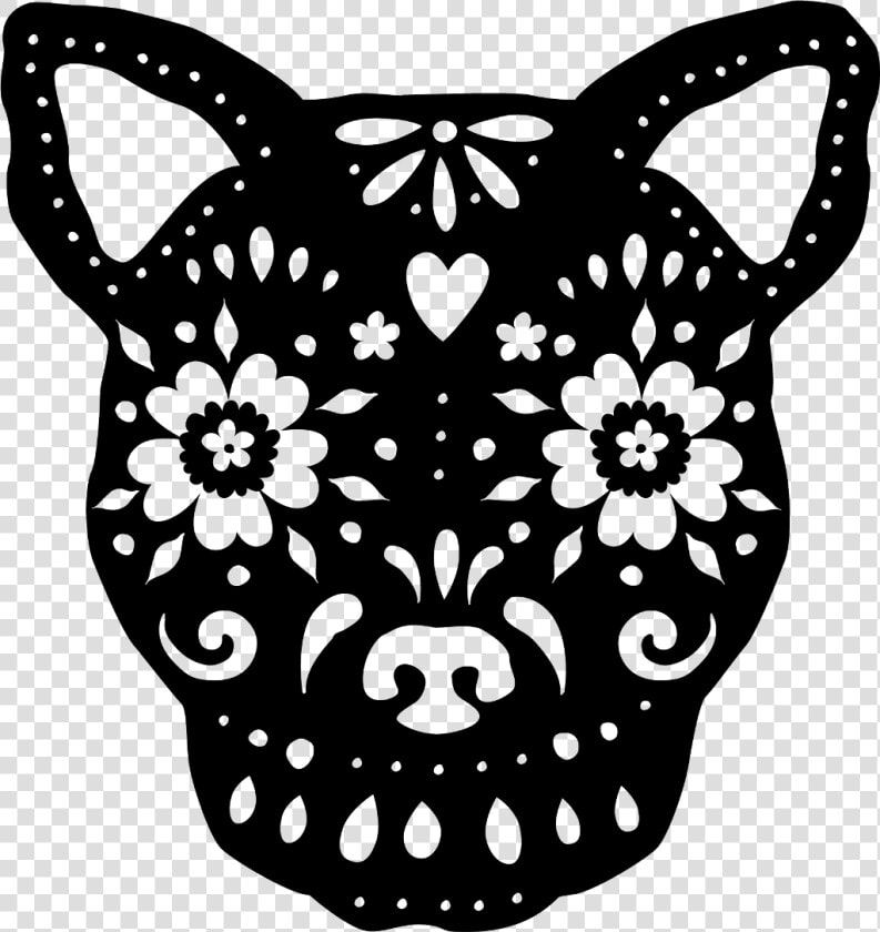 Transparent Sugar Skull Clipart Black And White   Stencil Sugar Skull Dog  HD Png DownloadTransparent PNG