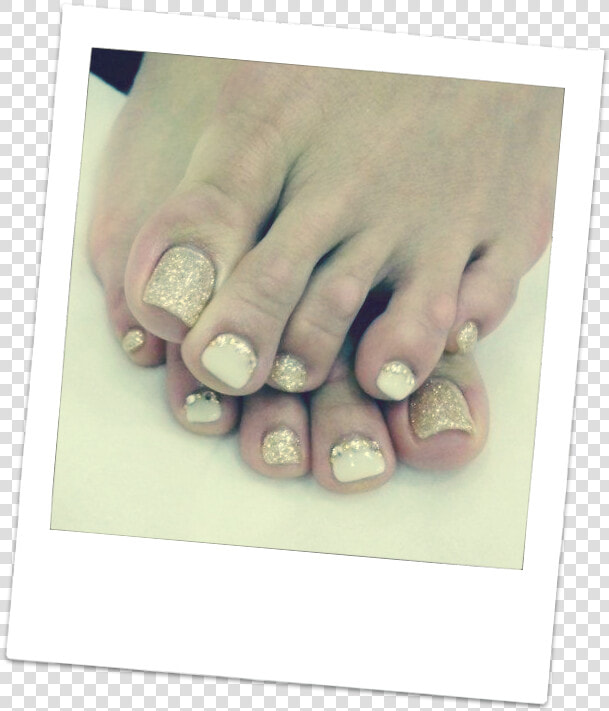 Sparkly Gold And White Pedicure Mahogany Salon And   Fall Toes  HD Png DownloadTransparent PNG