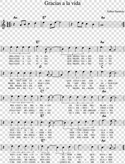 Partitura Voz Gracias A La Vida  HD Png DownloadTransparent PNG