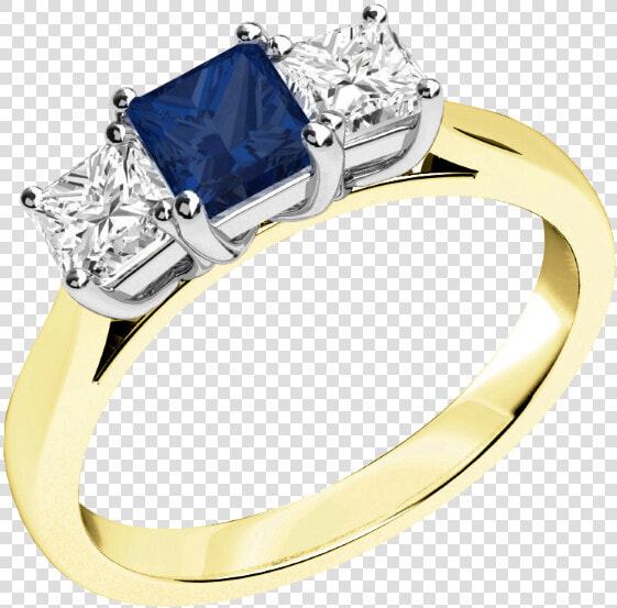 Sapphire And Diamond Ring For Women In 18ct Yellow   Sapphire And Diamond Princess Cut Ring Gold  HD Png DownloadTransparent PNG