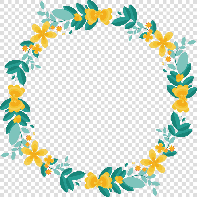 Garland Clipart Lemon   Teal And Yellow Flowers Wreaths Clipart  HD Png DownloadTransparent PNG