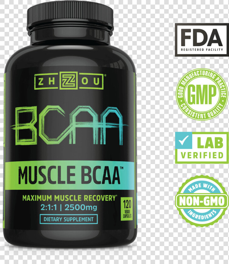 Lab Verified  Non Gmo Muscle Bcaa From Zhou Nutrition   Bodybuilding Supplement  HD Png DownloadTransparent PNG