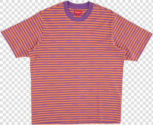 Supreme Logo Stripe Ss Top Ss   Active Shirt  HD Png DownloadTransparent PNG