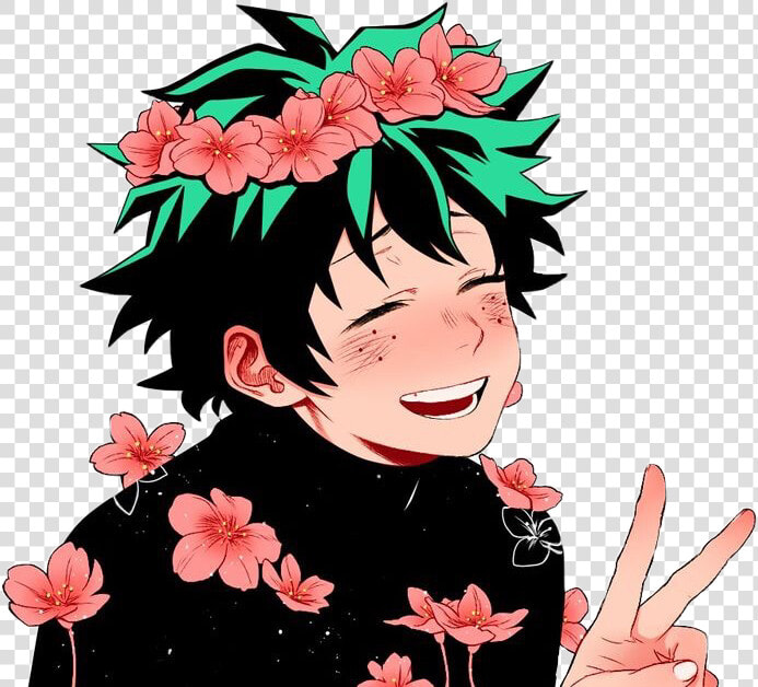 Transparent Deku Png   Midoriya With Flower Crown  Png DownloadTransparent PNG