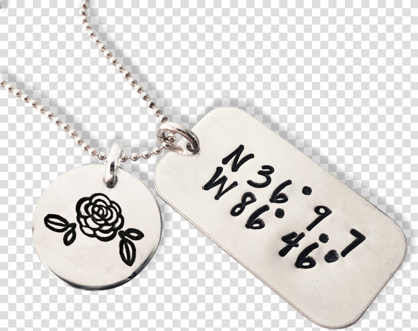 Sterling Mini Dog Tag Coordinate Necklace   Locket  HD Png DownloadTransparent PNG