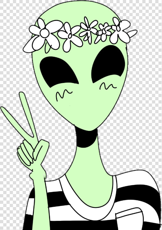 Alien Clipart Png  flower Tumblr Aesthetic Report Abuse   Alien With Flower Crown  Transparent PngTransparent PNG