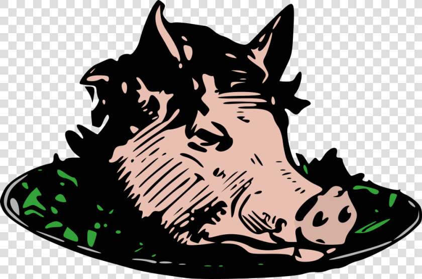 Pig Head Dinner   Pig Head On A Playe  HD Png DownloadTransparent PNG