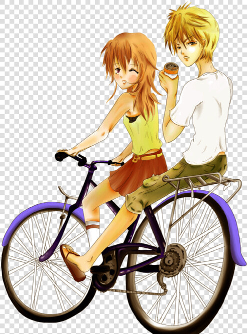 Clip Free Riding By Blu Tea   Boy Riding A Bicycle Anime  HD Png DownloadTransparent PNG