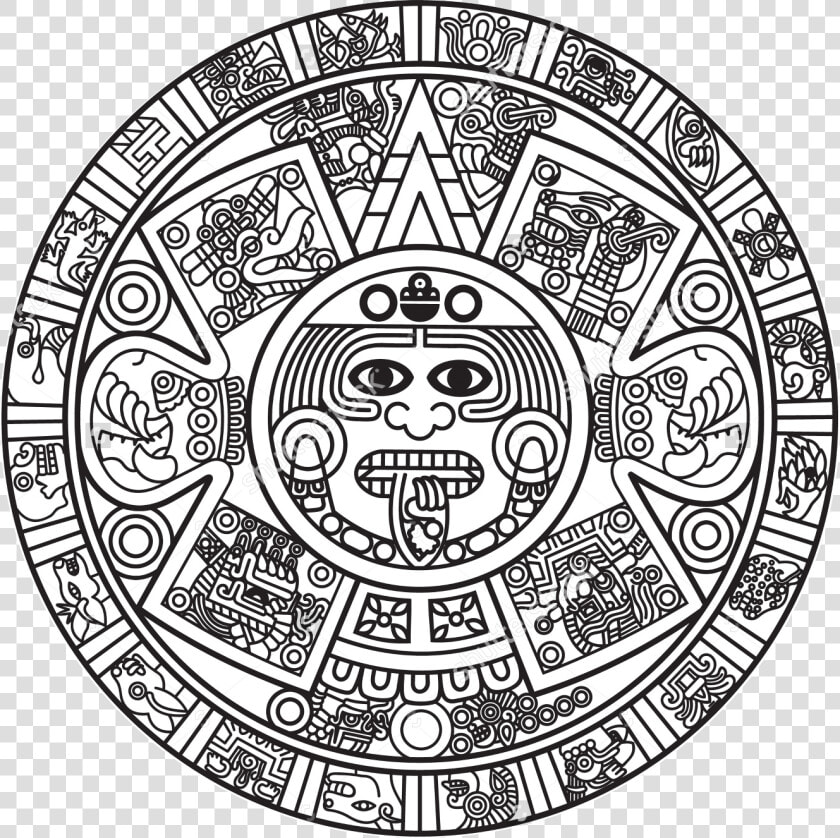 Merchant Drawing Aztec   Aztec Calendar Coloring Page  HD Png DownloadTransparent PNG