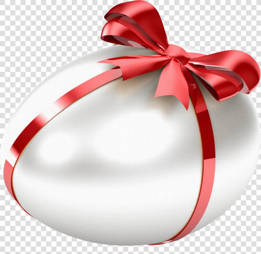 White Easter Egg With Red Bow Transparent Png Clipart   White Easter Eggs Png  Png DownloadTransparent PNG