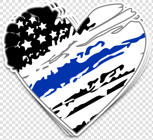 Printedkicks Thin Blue Line Grunge Heart Decal   Emblem  HD Png DownloadTransparent PNG