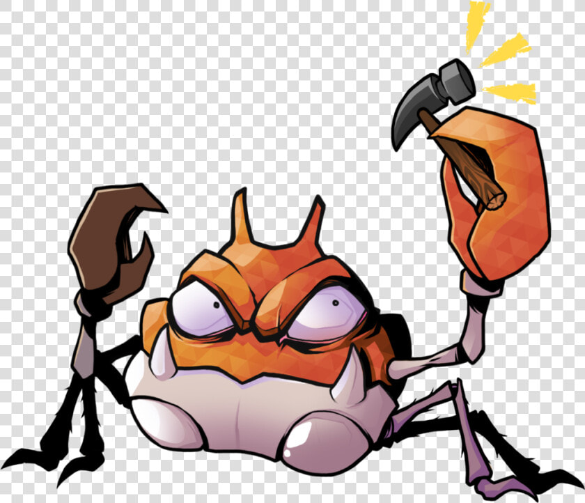 Krabby Used Crabhammer By Edmoffatt   Crab With Hammer  HD Png DownloadTransparent PNG