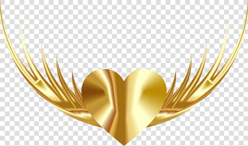 Transparent Heart With Wings Clipart   Golden Heart With Wings  HD Png DownloadTransparent PNG