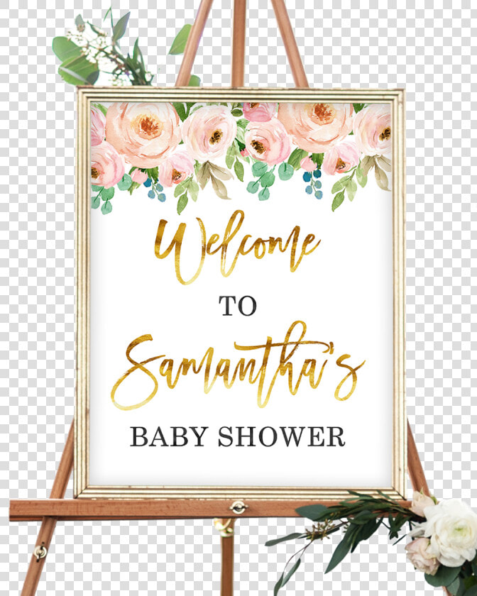 Pink And Gold Floral Welcome Sign   Welcome To Baby Shower Pumpkin Sign  HD Png DownloadTransparent PNG