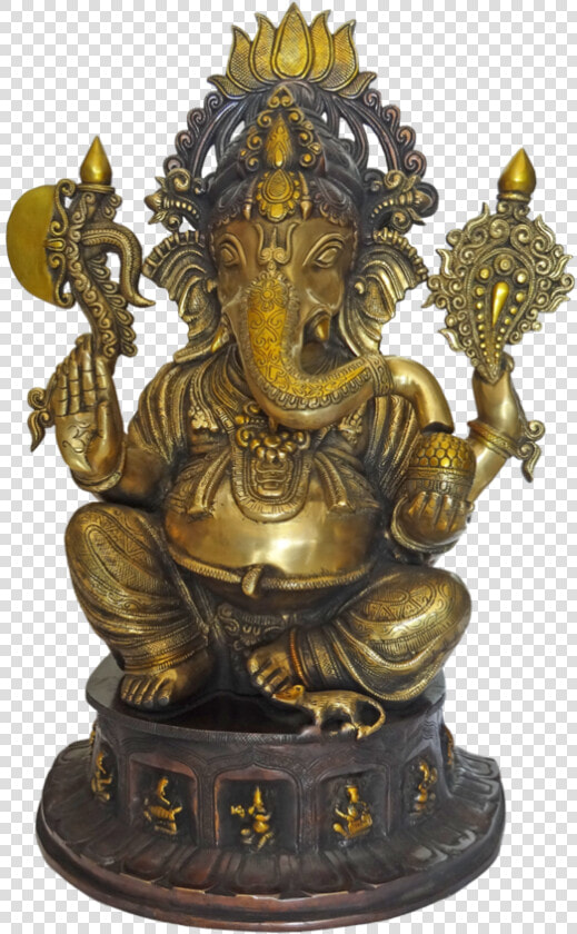 Well Designed Sitting Lord Ganesha Brass Statue  8   Statue  HD Png DownloadTransparent PNG