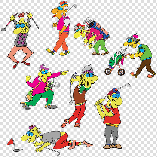 Golfers  Athletes  The Form Of  Drawing  Players   Kreslený Športovci  HD Png DownloadTransparent PNG