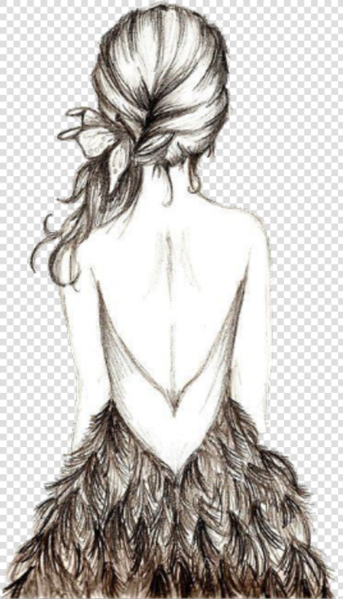 Woman Girl Back Sketch Pencilsketch Blackandgrey   Drawing Of Girl Walking Away  HD Png DownloadTransparent PNG