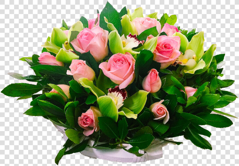 Basket Of Roses And Orchids  HD Png DownloadTransparent PNG