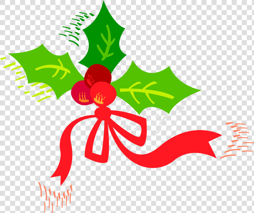 Vector Illustration Of Red Christmas Ribbon With Holly   Christmas Door Decorating Contest Criteria  HD Png DownloadTransparent PNG